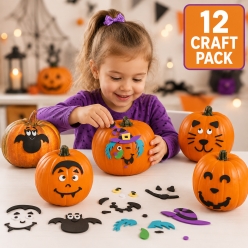 Pumpkin Faces Foam Craft Kits - 12 Kits
